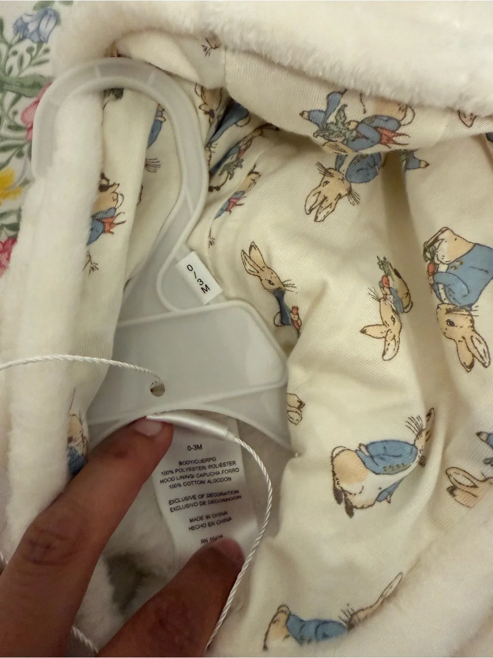 Peter Rabbit Cream Plush Hooded Kids Robe with Belt and Ears